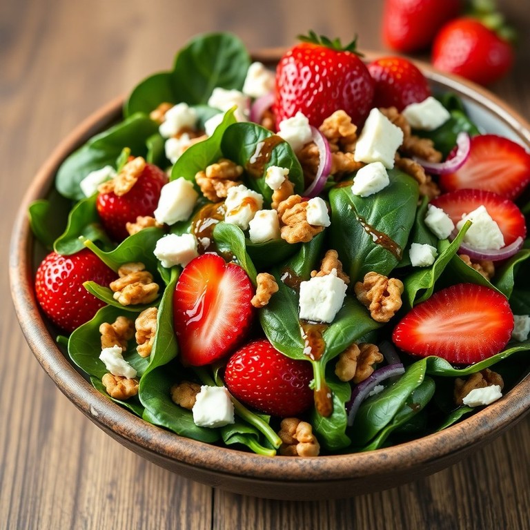 Ensalada de Espinacas y Fresas con Vinagreta de Miel