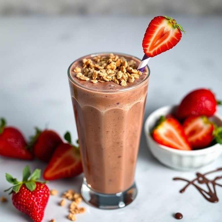Smoothie de Morango ao Chocolate com Leite em Pó