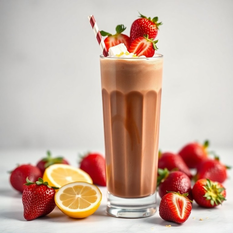 Milkshake de Chocolate com Limão e Morango