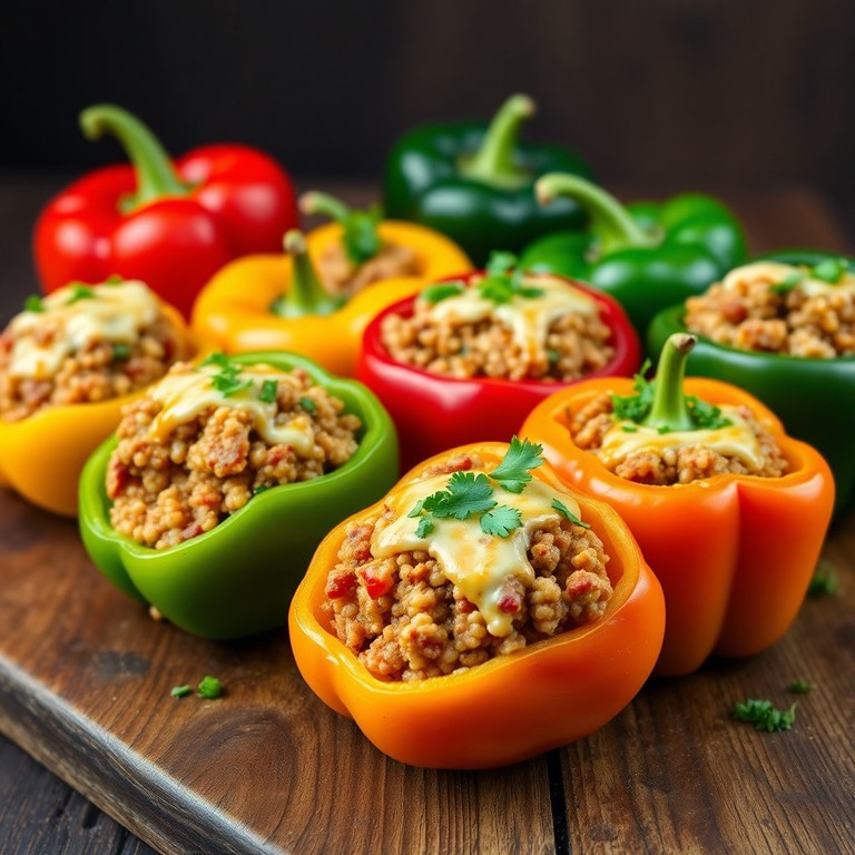 Hearty Pork and Quinoa Stuffed Bell Peppers