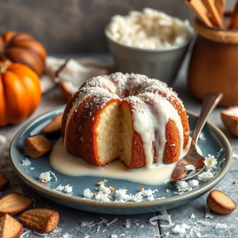 Bolo de Coco Molhadinho com Cobertura de Leite de Coco