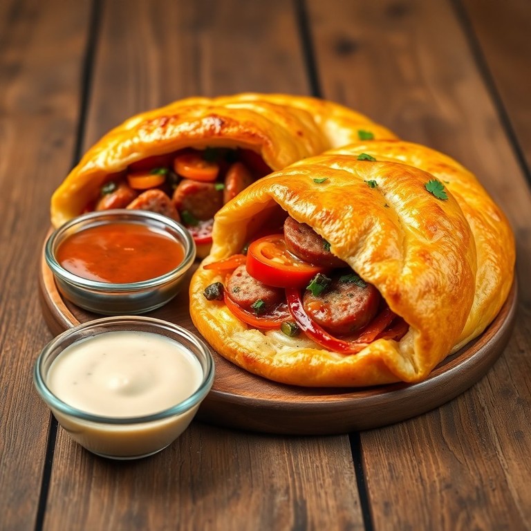 Esfiha de Salsicha com Recheio de Tomate e Cebola