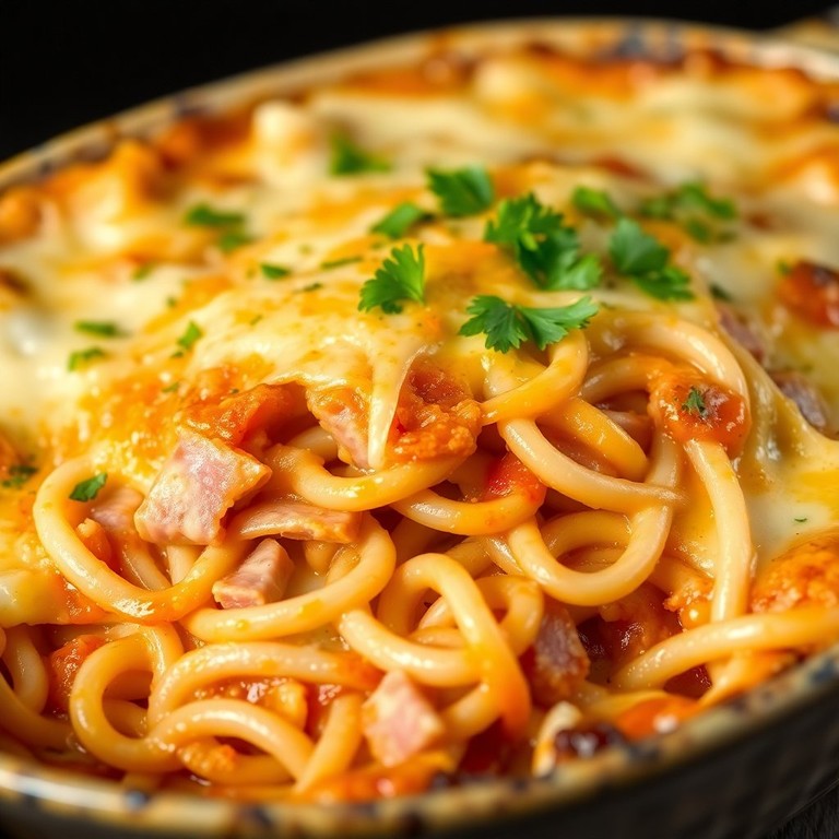 Macarrão ao Forno com Queijo e Presunto Gratinado