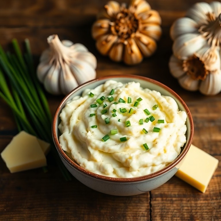 Creamy Garlic Mashed Potatoes with Roasted Garlic