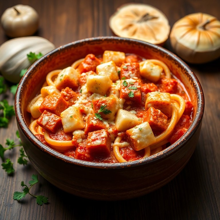 Macarrão Cremoso com Mortadela e Alho
