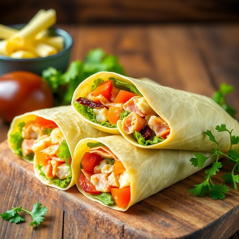 Bunte Gemüse-Wraps mit Schinken