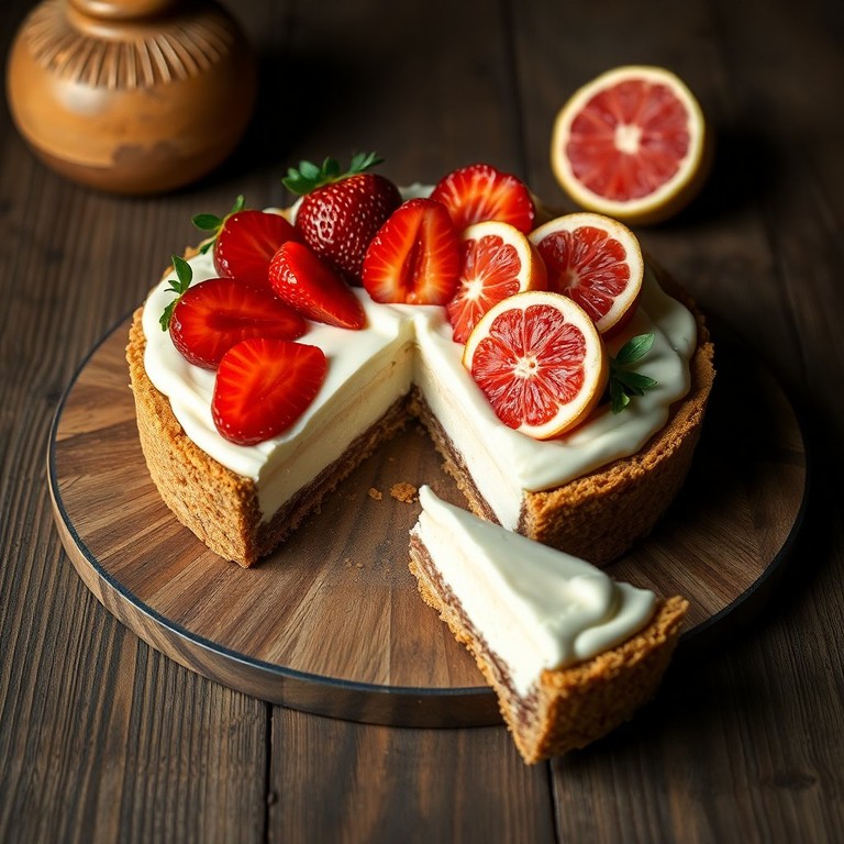 Tarta de Frutillas y Pomelo con Base de Manzana