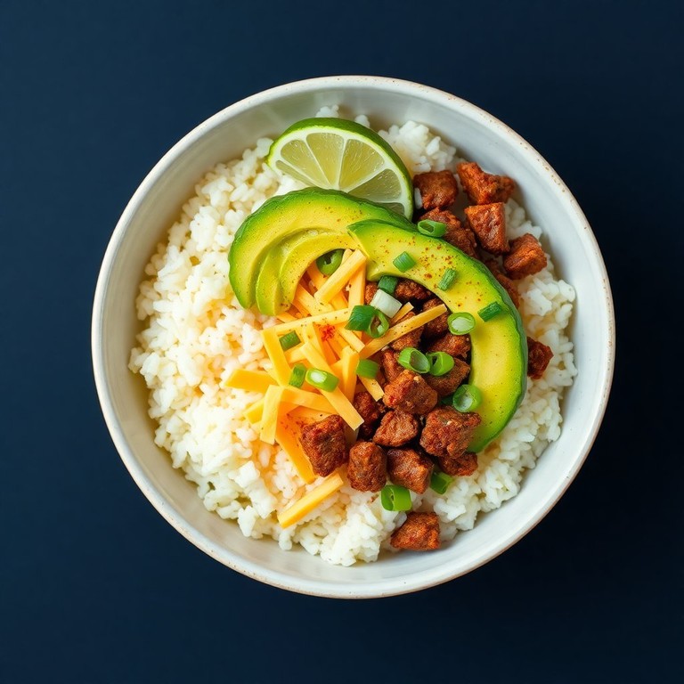 Creamy Avocado and Cheddar Rice Bowl