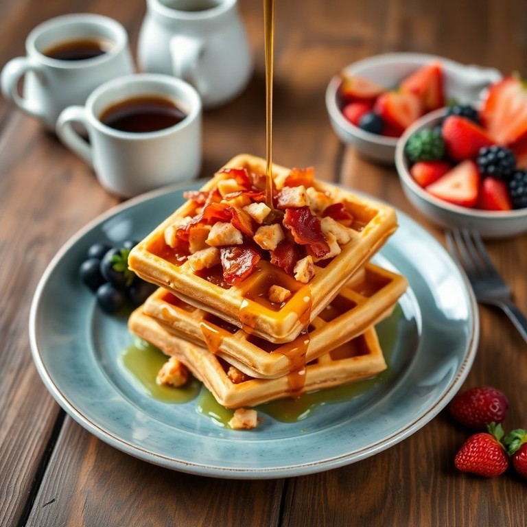Crispy Maple Bacon Waffles