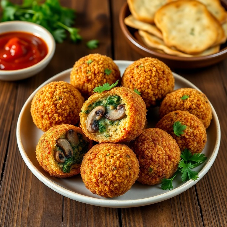 Cheesy Spinach and Mushroom Arancini