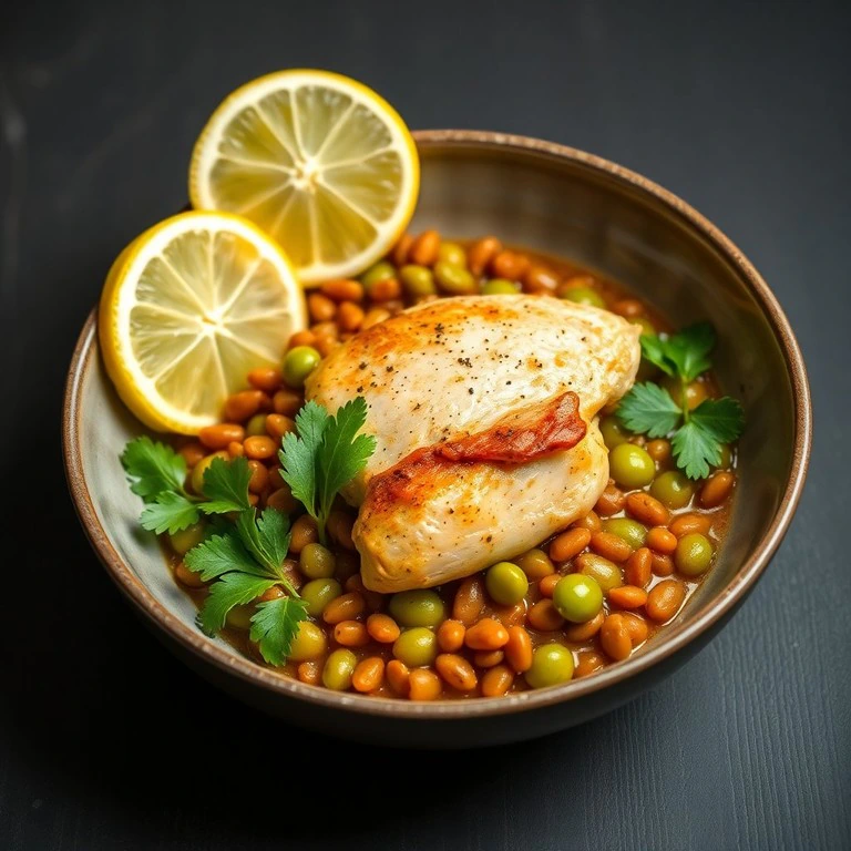 Poulet Sauté aux Lentilles, Édamame et Céleri sans Lait de Coco