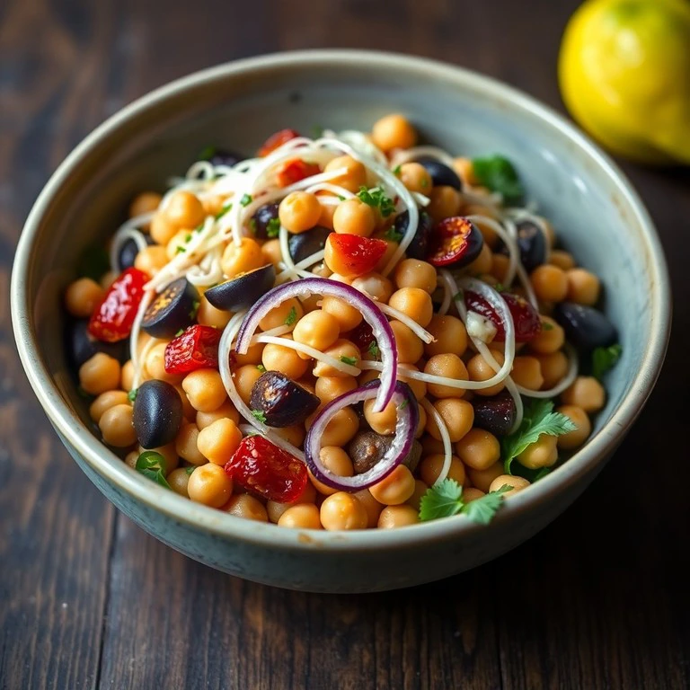 Salade de Pois Chiches, Germes de Soja et Aubergines Rôties
