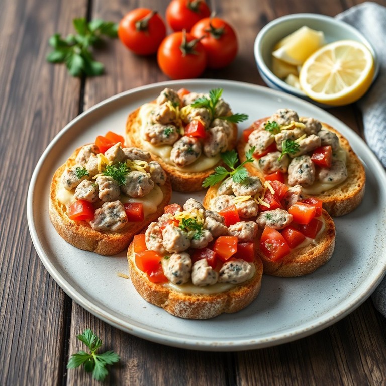 Брускетта с паштетом и шпротами