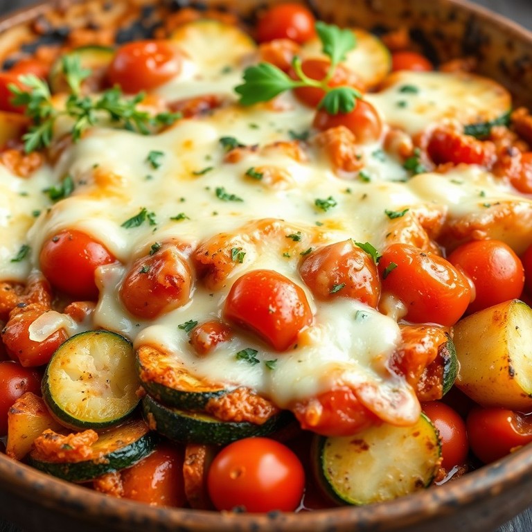 Mediterraner Zucchini-Tomaten-Auflauf mit Käse