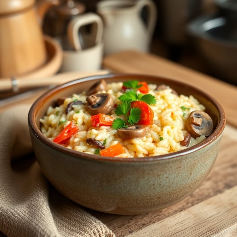 Risotto Crémeux aux Champignons et Poivrons