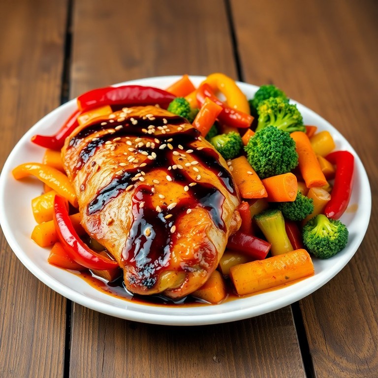 Filé de Frango ao Molho Shoyu com Legumes Salteados