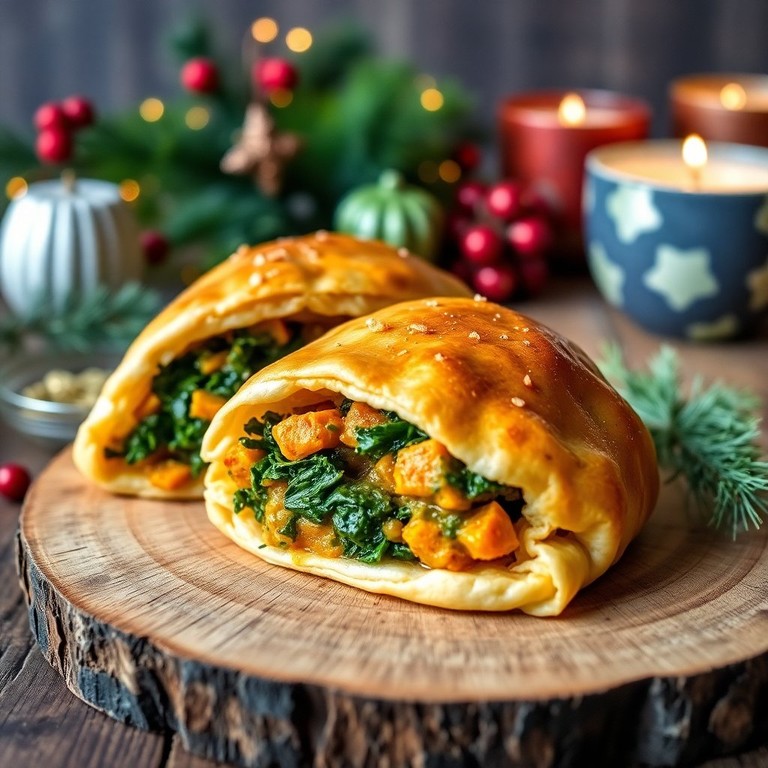 Vegetarische Kerst Curry Puff met Zoete Aardappel en Boerenkool