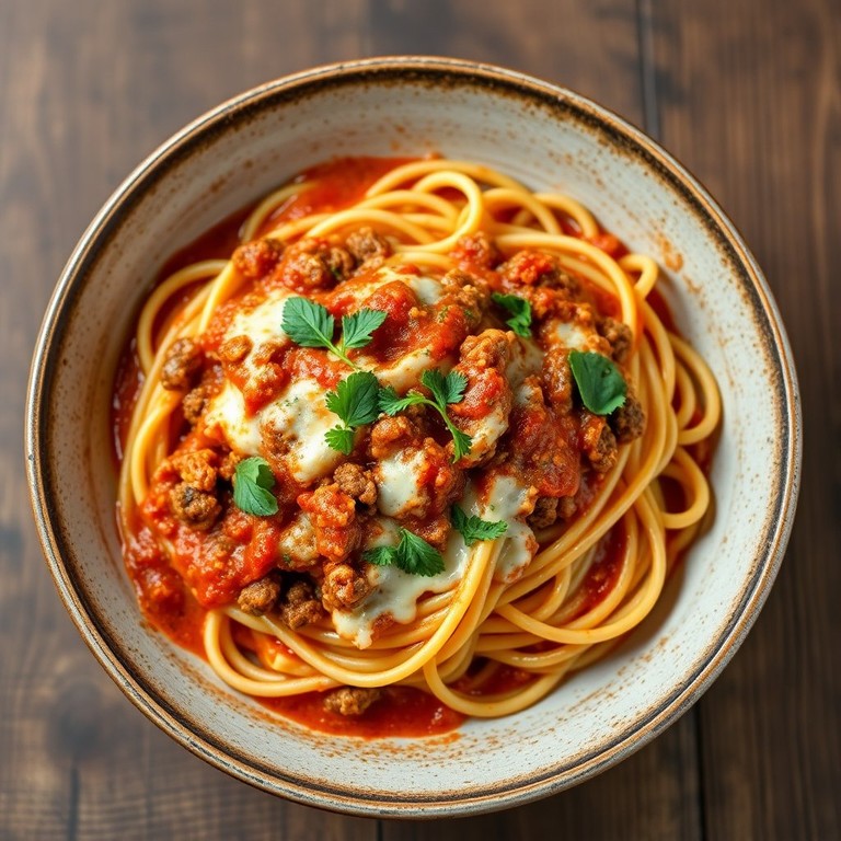 Итальянские макароны с томатным соусом и свининой