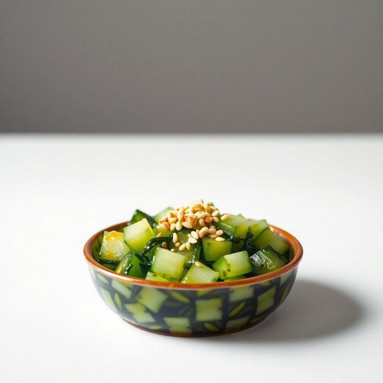 Tartare d'algues au concombre et vinaigrette au sésame