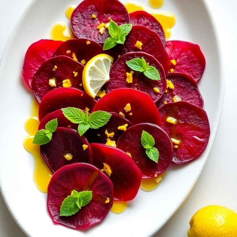Carpaccio de Betterave au Zeste de Citron et Menthe