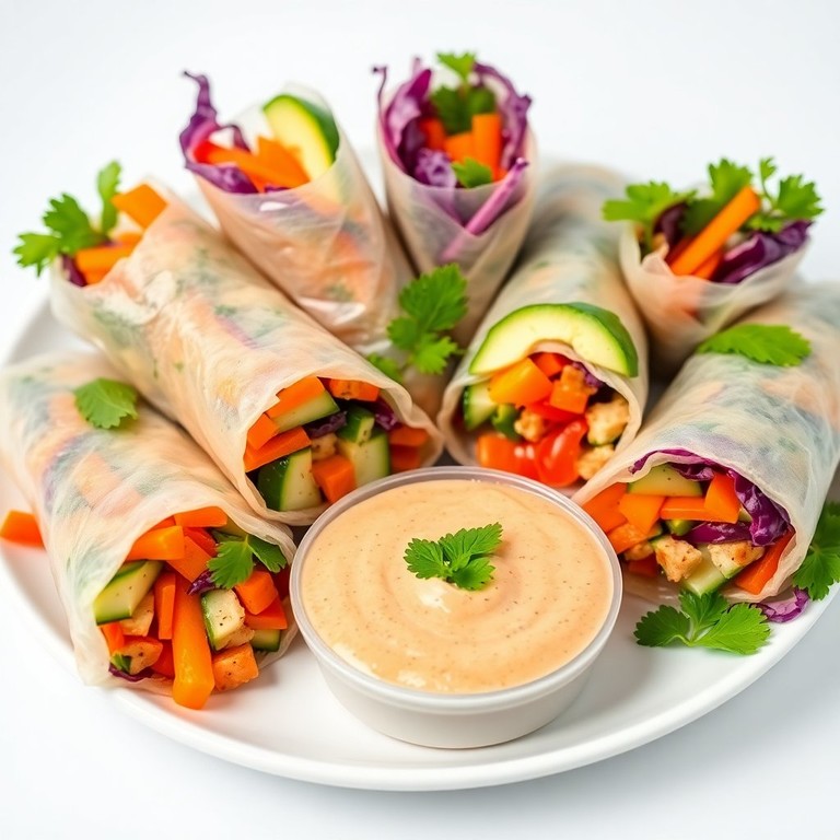 Rouleaux de Printemps Végétariens aux Cacahuètes et Légumes Croquants