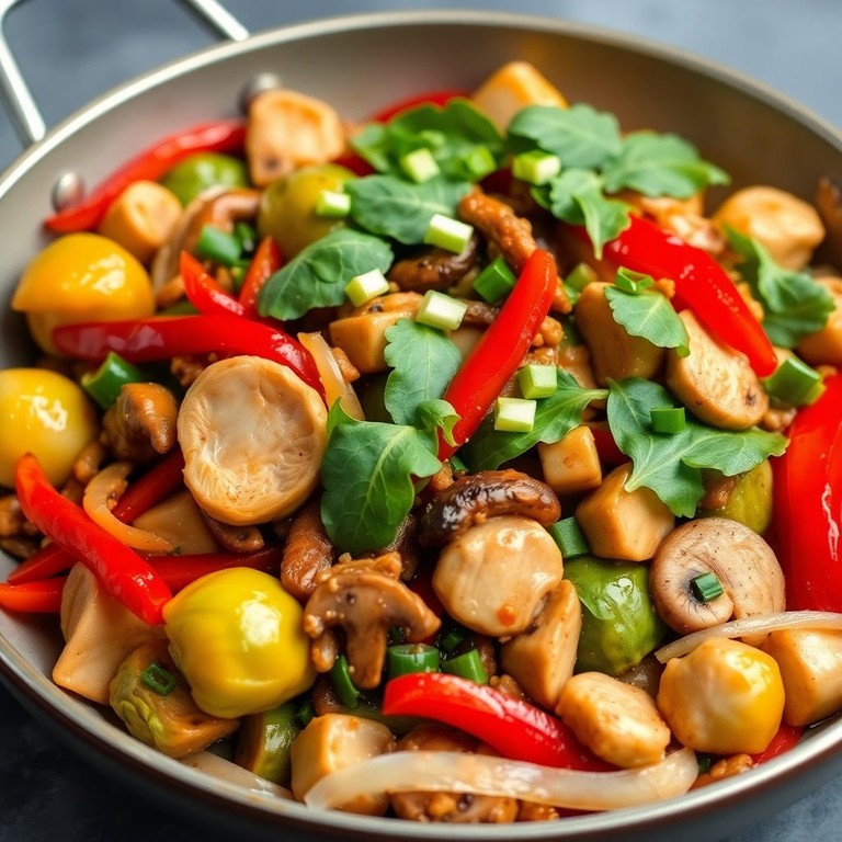 Brussels Sprouts and Bell Pepper Stir-Fry with Rotisserie Chicken