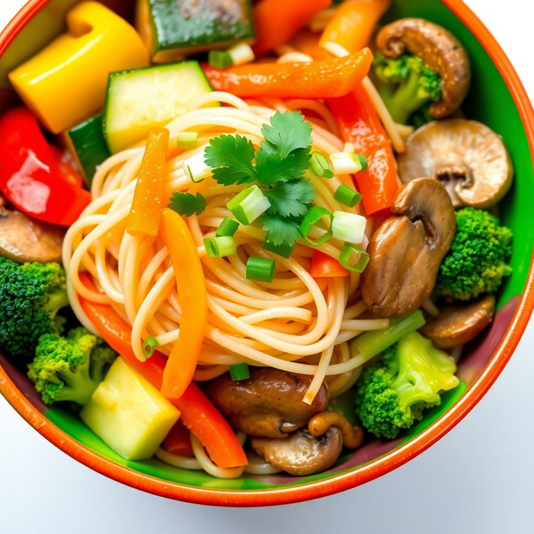 Buntes Gemüse-Chop Suey mit zarten Nudeln