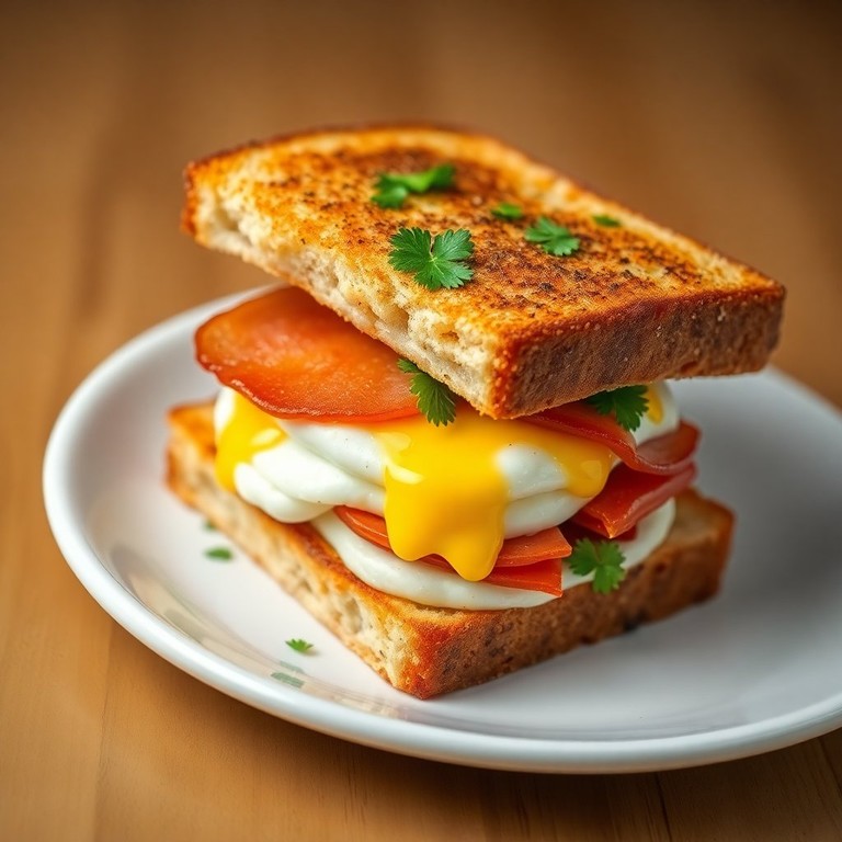 Sándwich de Huevo, Jamón y Cebolla Caramelizada