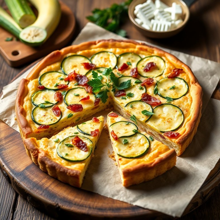 Tarte Courgette et Lardons avec Fromage Crémeux
