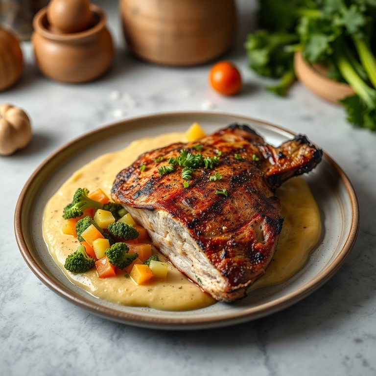 Chuleta de Vacuno a la Plancha con Puré de Papas y Verduras