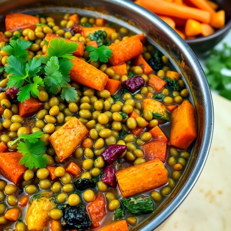 Mélange de lentilles aux épices en un pot
