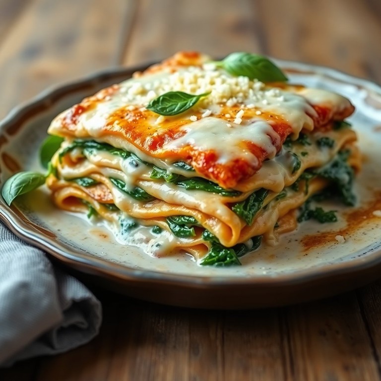 Lasagna de Pollo y Espinacas con Salsa Blanca Cremosa