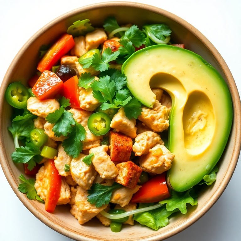 Spicy Chicken and Avocado Salad with a Single Avocado