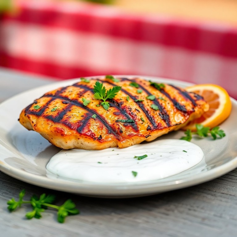 Pollo a la Parrilla con Salsa de Yogur y Hierbas