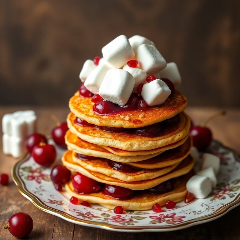 Вишневые блинчики с гранатом и зефиром