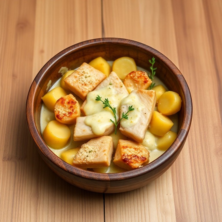 Gratinado de Frango e Batata ao Molho de Queijo