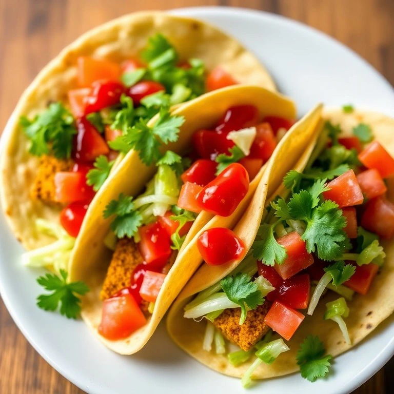 Cilantro-Lime Tofu Tacos with Raspberry Drizzle