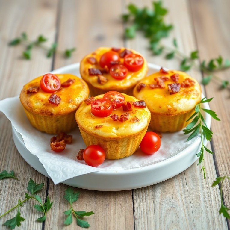 Яичные кексы с помидорами и беконом