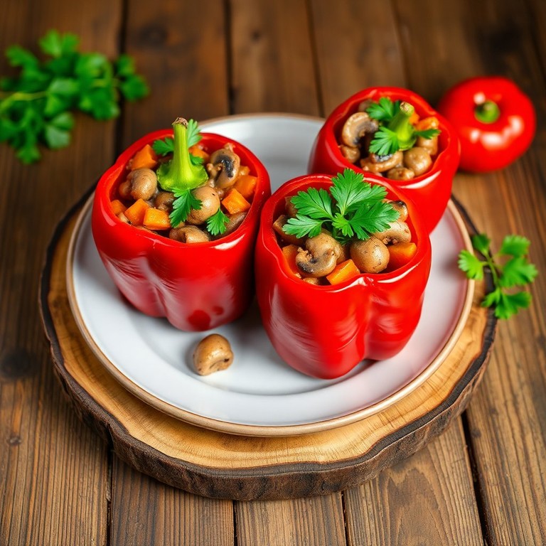 Pimientos Rellenos de Champiñones y Boniato al Horno