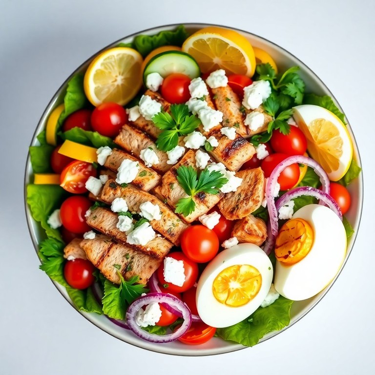 Mediterrane Kip- en Groentensalade met Zacht Gekookt Ei