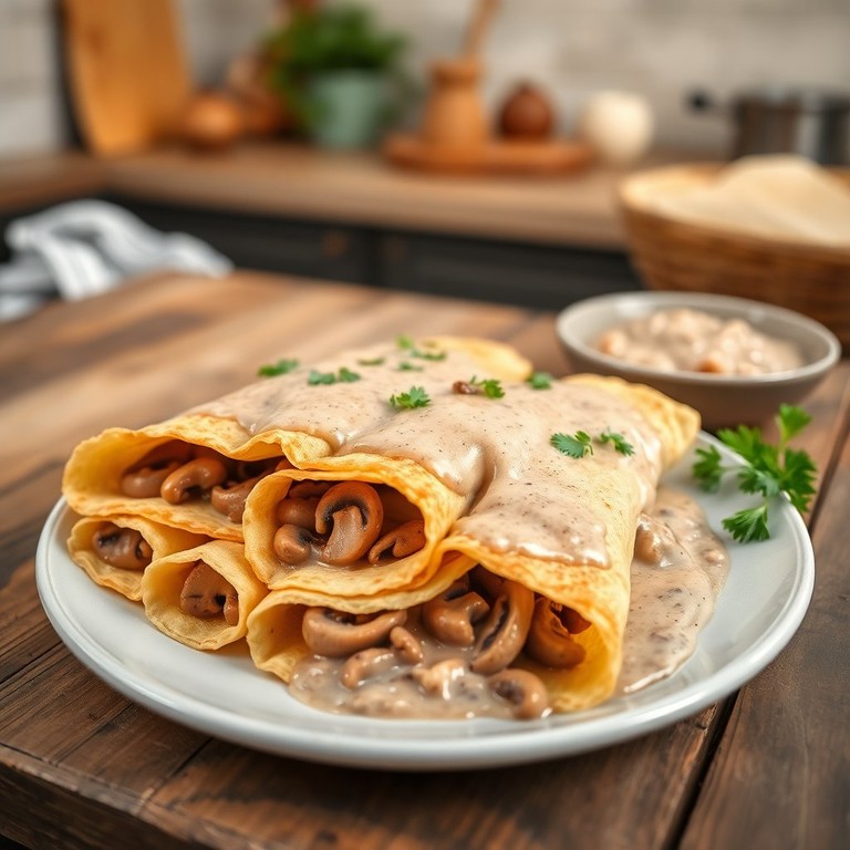 Crêpes Savoureuses aux Champignons et Crème
