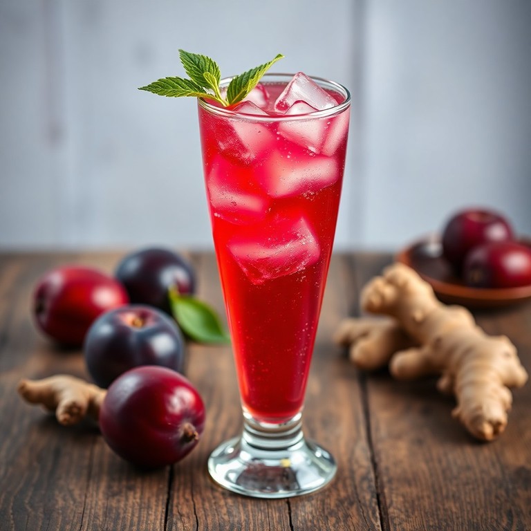 Refrigerante Espumoso de Ameixa com Gengibre