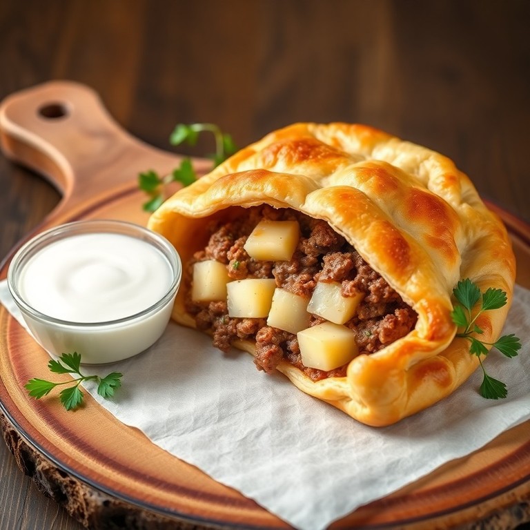 Esfiha de Carne com Batata e Musarela