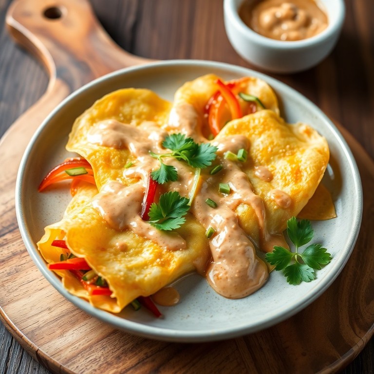 Crepas de Coco al Estilo Thai con Salsa de Maní