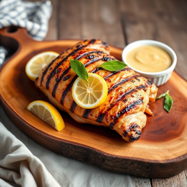 Muslo de Pavo con Salsa de Limón y Laurel a la Parrilla