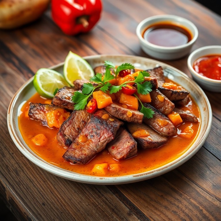 Carne Asada en Salsa de Calabresa