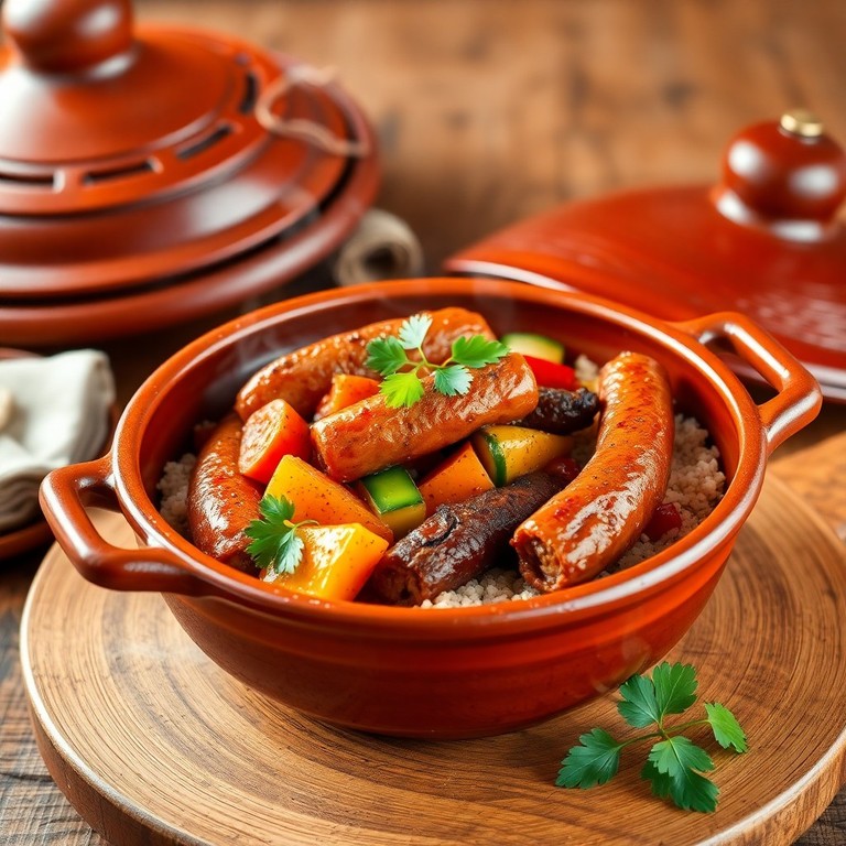 Tajine de Merguez avec Semoule aux Épices et Légumes