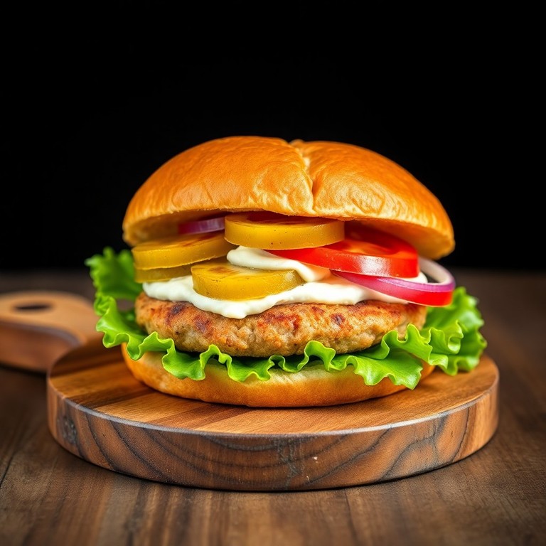 Hamburguesa de Pavo con Cottage y Pepinillos a la Plancha