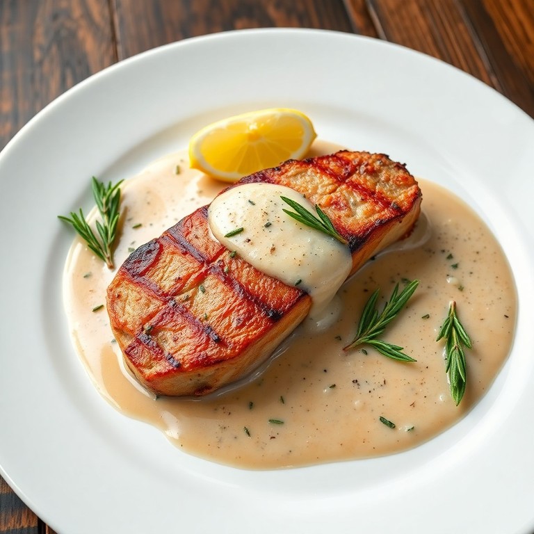 Filete de Cerdo a la Plancha con Crema de Ajo y Romero