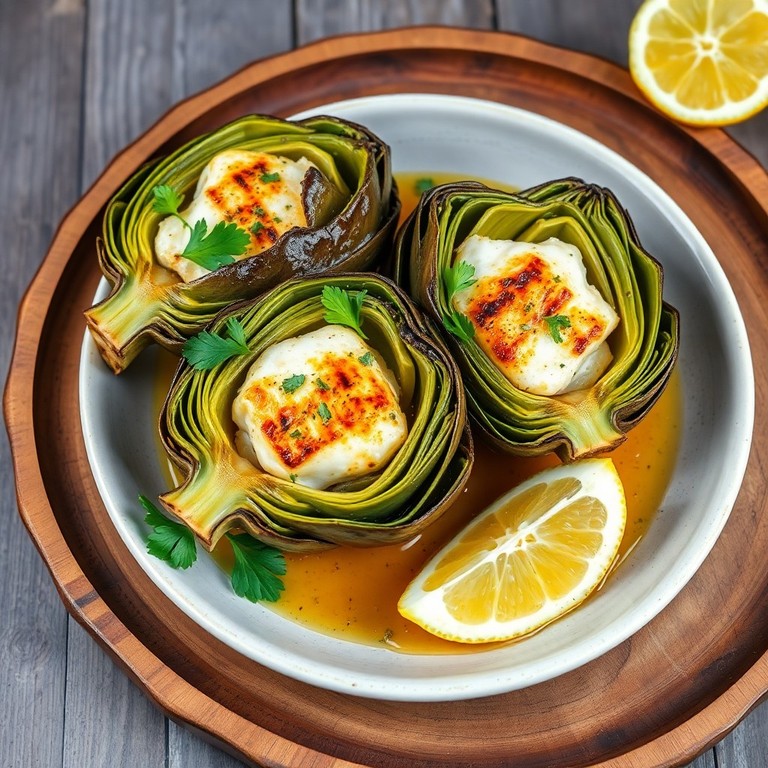 Alcachofa Rellena de Pescado a la Parrilla